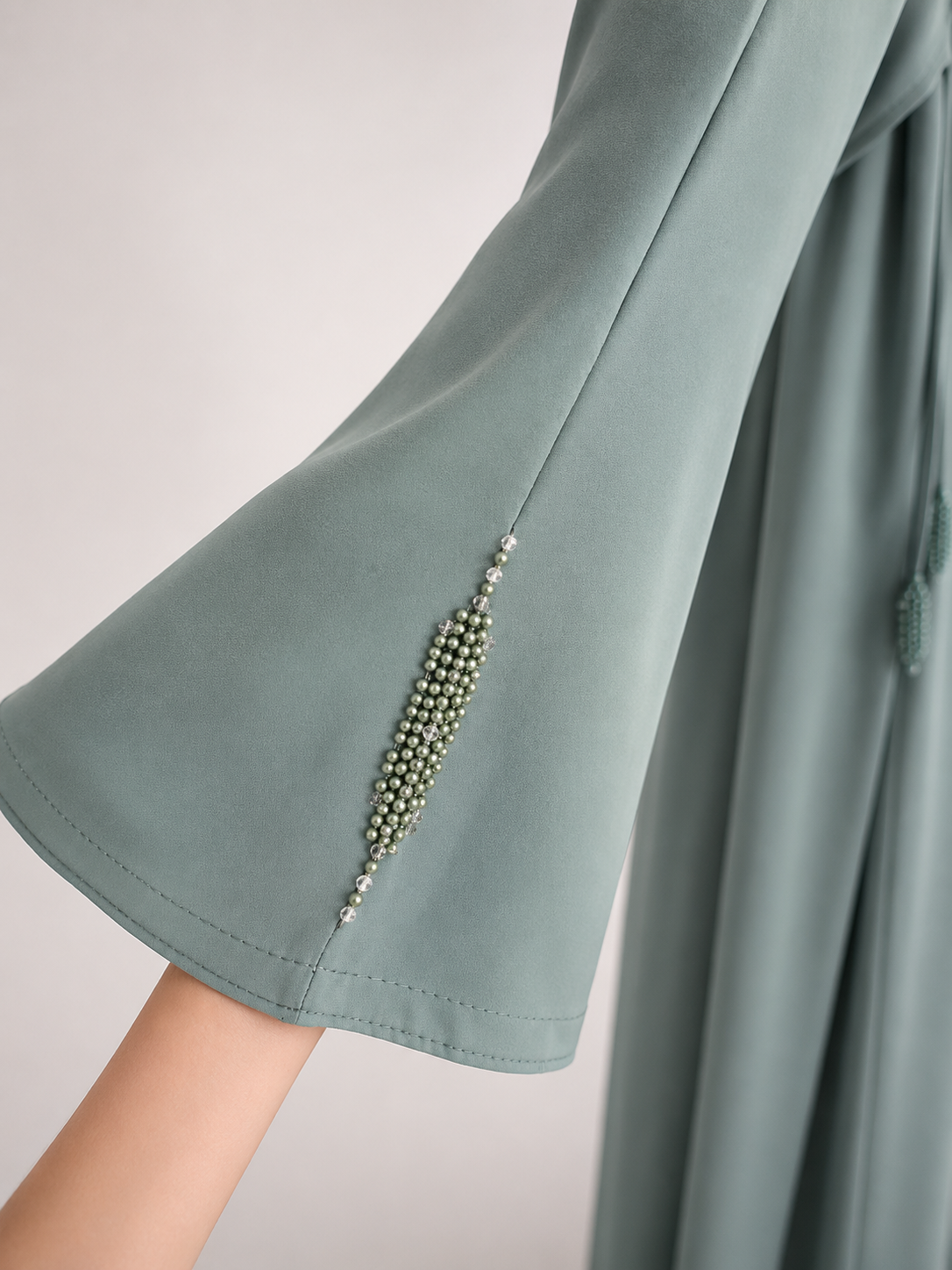 Noore | Olive Bloom Modest Abaya Set
