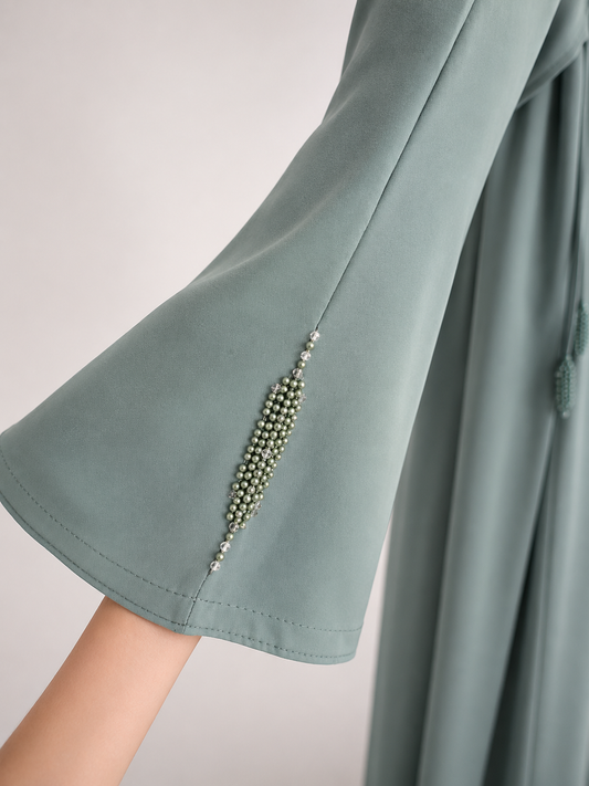 Noore | Olive Bloom Modest Abaya Set
