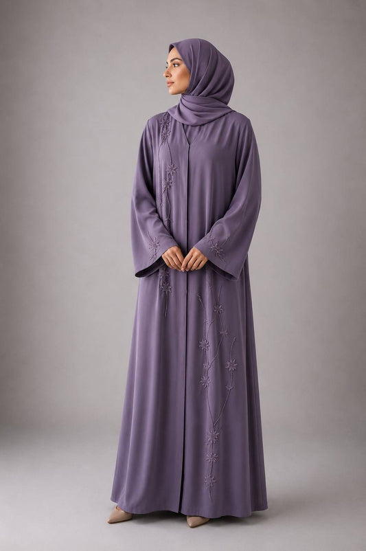 Noore | Zahra Abaya – Purple fower